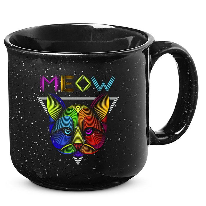 Meow Cat Neon 15oz Campfire Ceramic Mug
