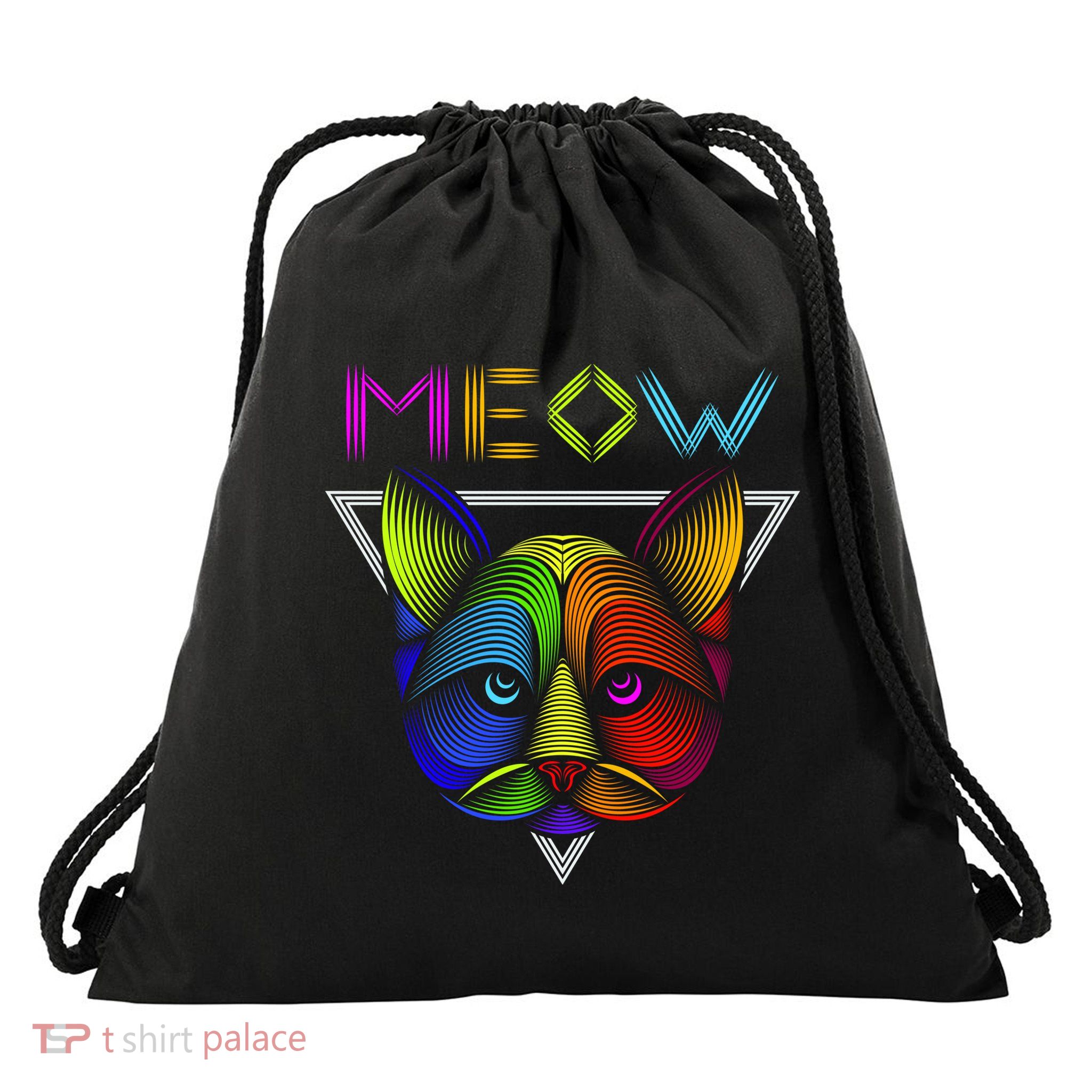 Meow Cat Neon Drawstring Bag