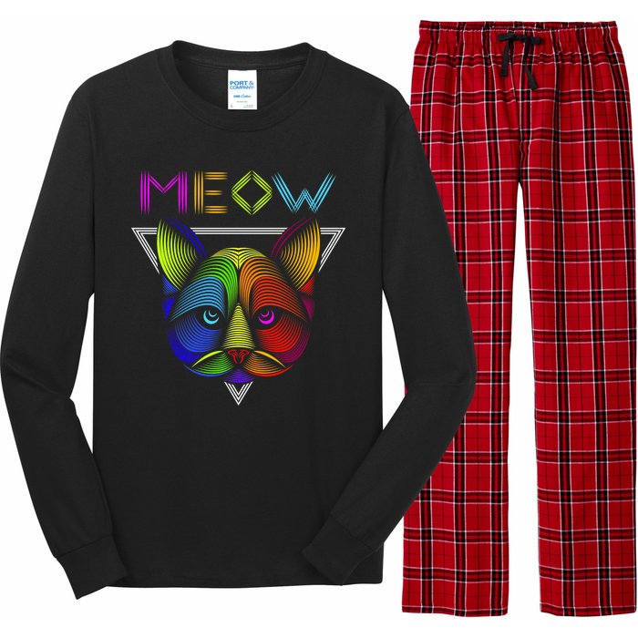 Meow Cat Neon Long Sleeve Pajama Set