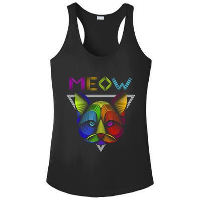 Meow Cat Neon Ladies PosiCharge Competitor Racerback Tank