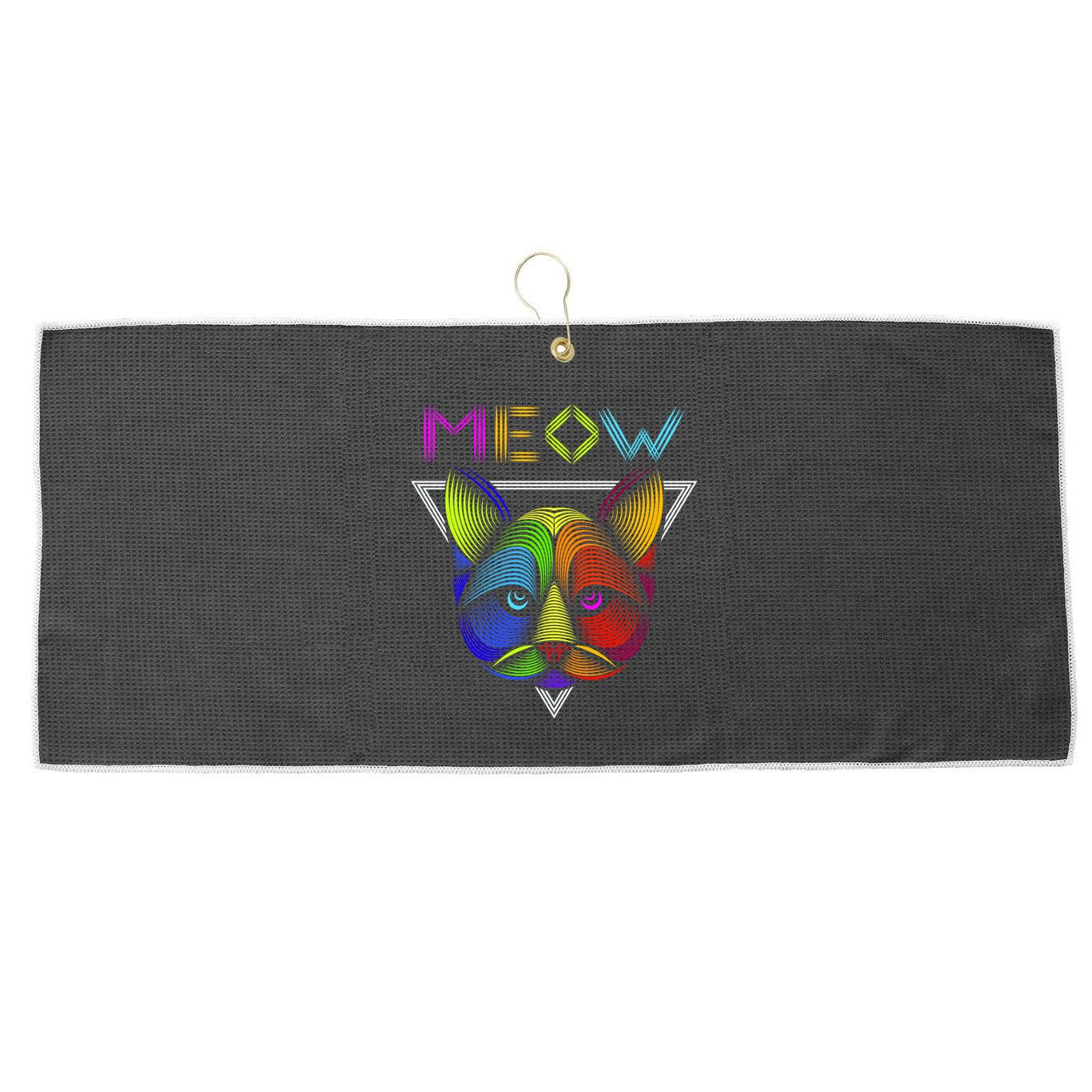Meow Cat Neon Large Microfiber Waffle Golf Towel