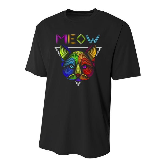 Meow Cat Neon Youth Performance Sprint T-Shirt