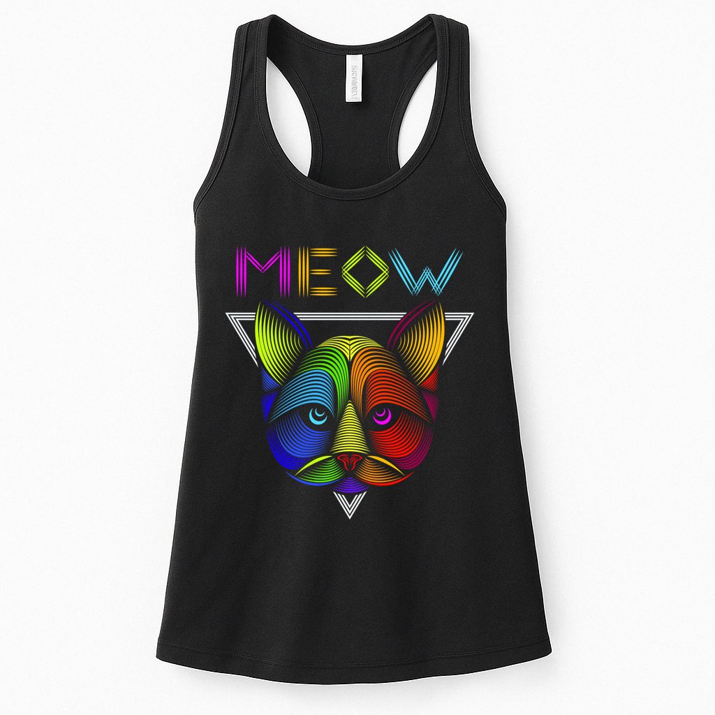 Meow Cat Neon Womens Tank Top