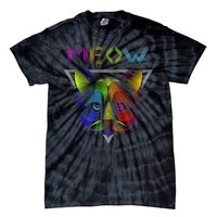 Meow Cat Neon Tie-Dye T-Shirt