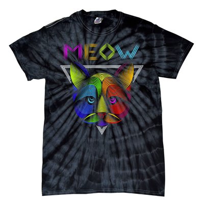 Meow Cat Neon Tie-Dye T-Shirt