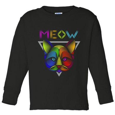 Meow Cat Neon Toddler Long Sleeve Shirt