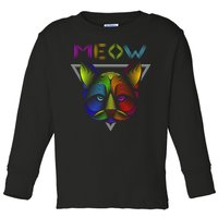 Meow Cat Neon Toddler Long Sleeve Shirt