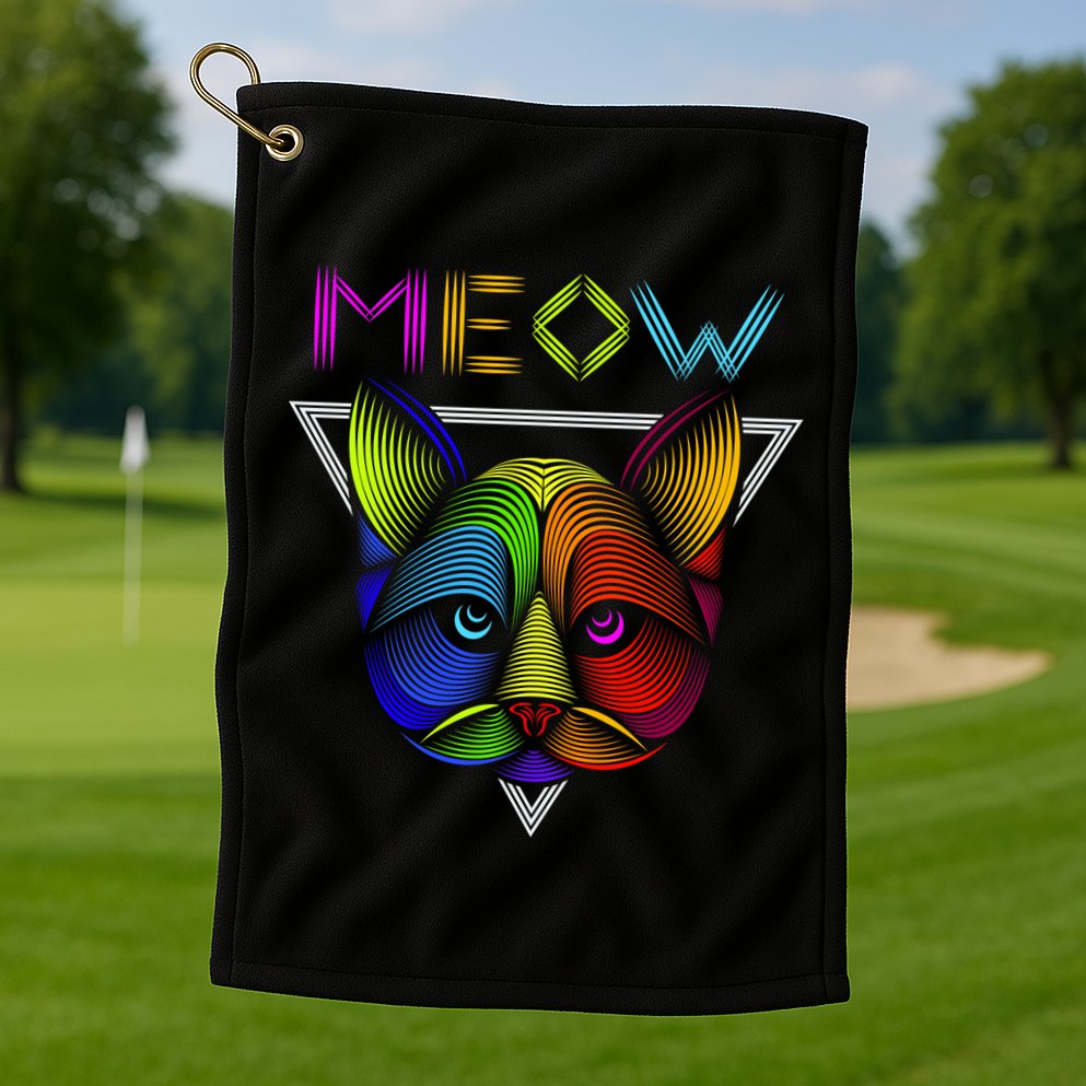 Meow Cat Neon Golf Towel