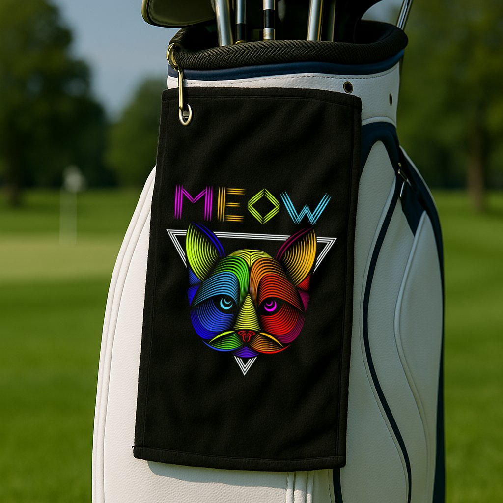 Meow Cat Neon Golf Towel