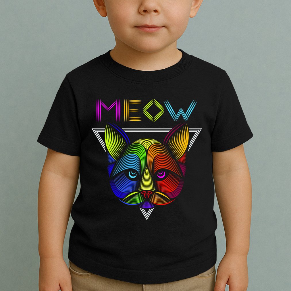 Meow Cat Neon Toddler T-Shirt