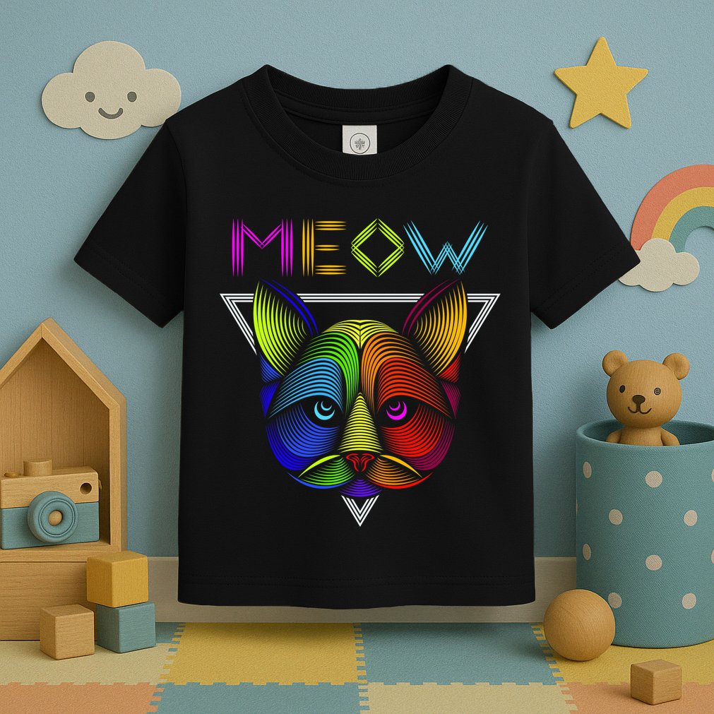 Meow Cat Neon Toddler T-Shirt
