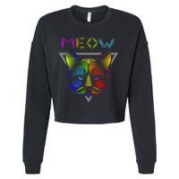 Meow Cat Neon Cropped Pullover Crew