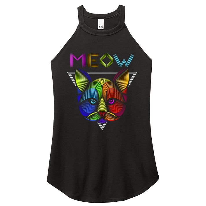 Meow Cat Neon Women's Perfect Tri Rocker Tank