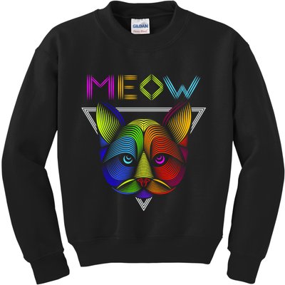 Meow Cat Neon Kids Sweatshirt