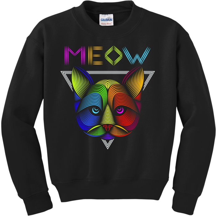 Meow Cat Neon Kids Sweatshirt