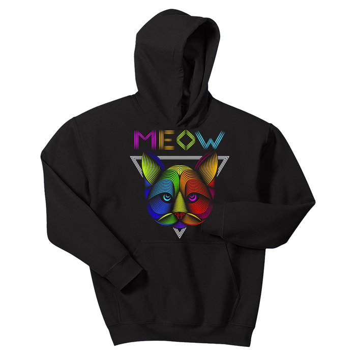 Meow Cat Neon Kids Hoodie