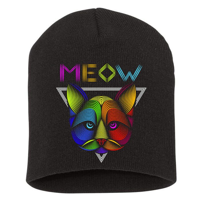 Meow Cat Neon Short Acrylic Beanie