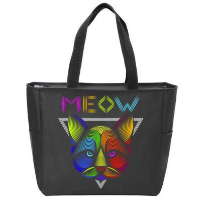 Meow Cat Neon Zip Tote Bag