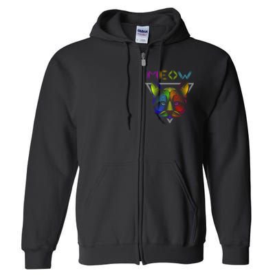 Meow Cat Neon Full Zip Hoodie