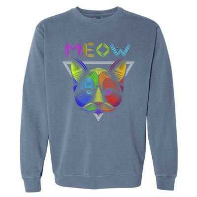 Meow Cat Neon Garment-Dyed Sweatshirt