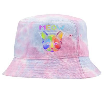 Meow Cat Neon Tie-Dyed Bucket Hat