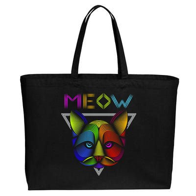 Meow Cat Neon Cotton Canvas Jumbo Tote