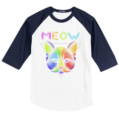 Meow Cat Neon Baseball Sleeve Shirt