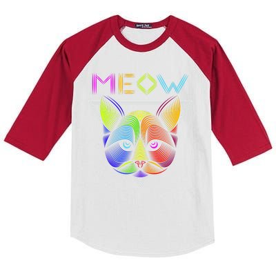 Meow Cat Neon Kids Colorblock Raglan Jersey