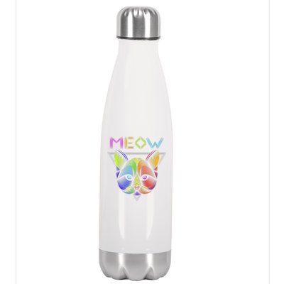 Meow Cat Neon Stainless Steel Insulated Water Bottle