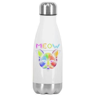 Meow Cat Neon Stainless Steel Insulated Water Bottle