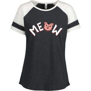 Meow Kitten Face Enza Ladies Jersey Colorblock Tee