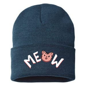 Meow Kitten Face Sustainable Knit Beanie