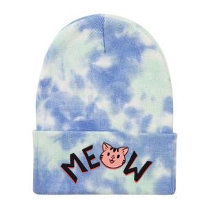 Meow Kitten Face Tie Dye 12in Knit Beanie