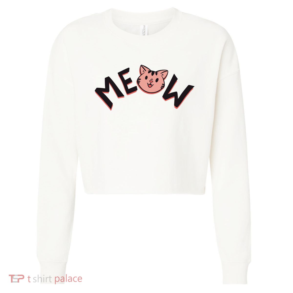 Meow Kitten Face Cropped Pullover Crew