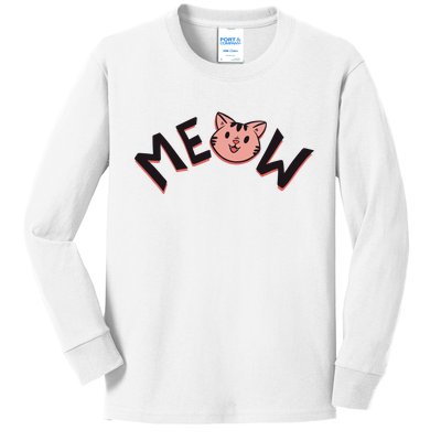 Meow Kitten Face Kids Long Sleeve Shirt