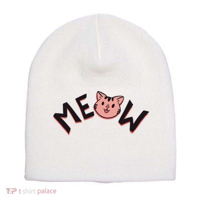 Meow Kitten Face Short Acrylic Beanie