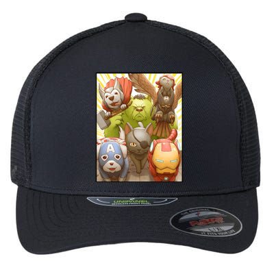 Meow Superhero Cats Comic Movie Spoof Flexfit Unipanel Trucker Cap