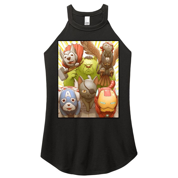 Meow Superhero Cats Comic Movie Spoof Women's Perfect Tri Rocker Tank