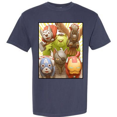 Meow Superhero Cats Comic Movie Spoof Garment-Dyed Heavyweight T-Shirt
