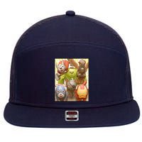 Meow Superhero Cats Comic Movie Spoof 7 Panel Mesh Trucker Snapback Hat