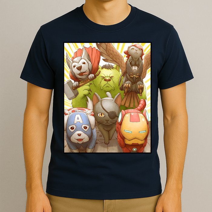Meow Superhero Cats Comic Movie Spoof T-Shirt