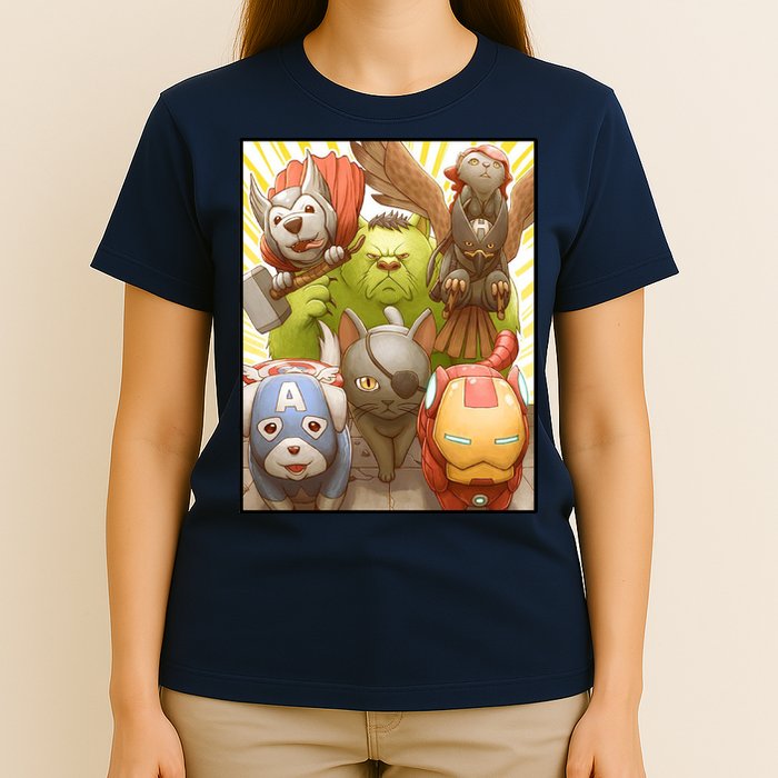 Meow Superhero Cats Comic Movie Spoof T-Shirt