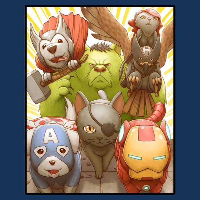 Meow Superhero Cats Comic Movie Spoof T-Shirt