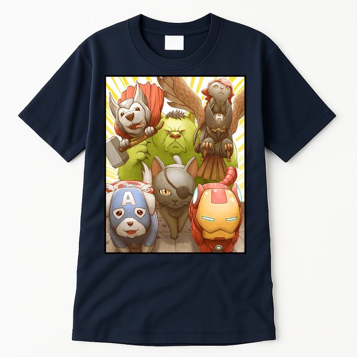 Meow Superhero Cats Comic Movie Spoof Tall T-Shirt