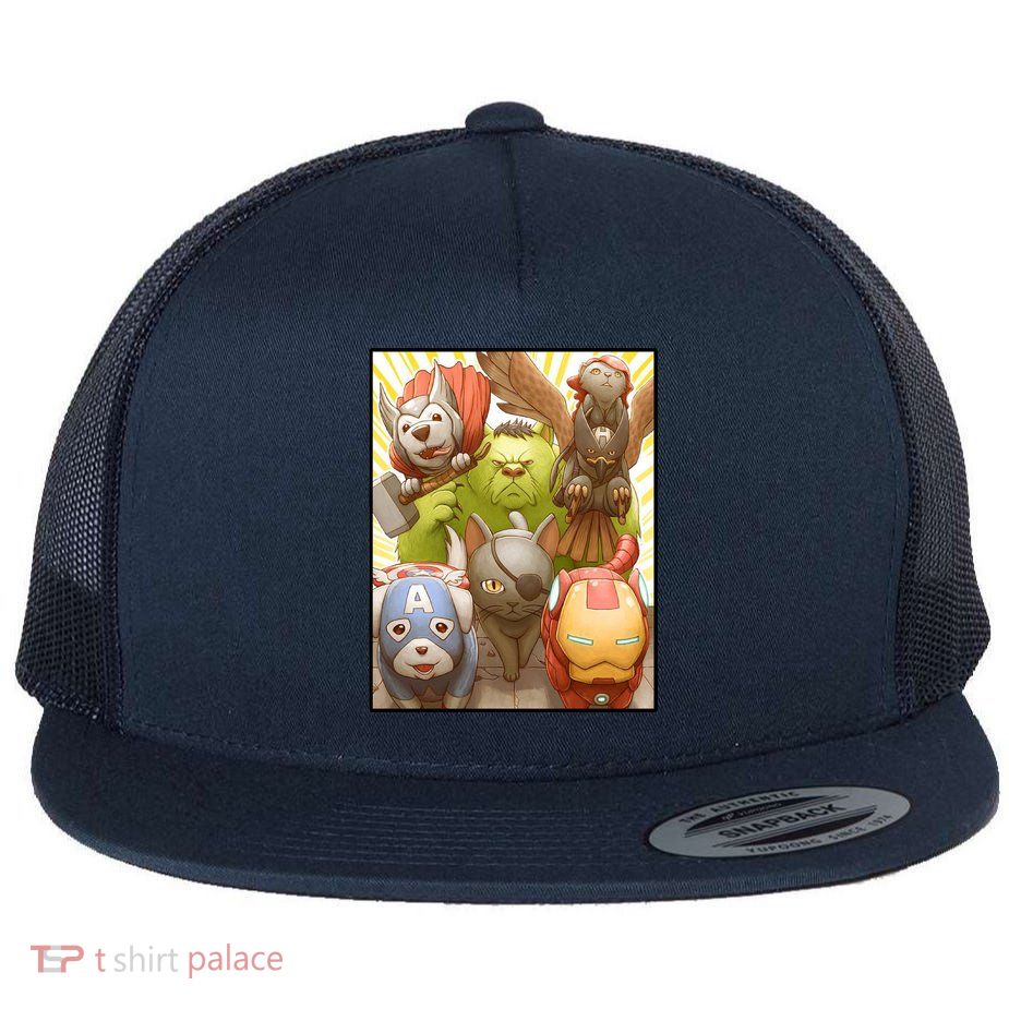 Meow Superhero Cats Comic Movie Spoof Flatbill Hat
