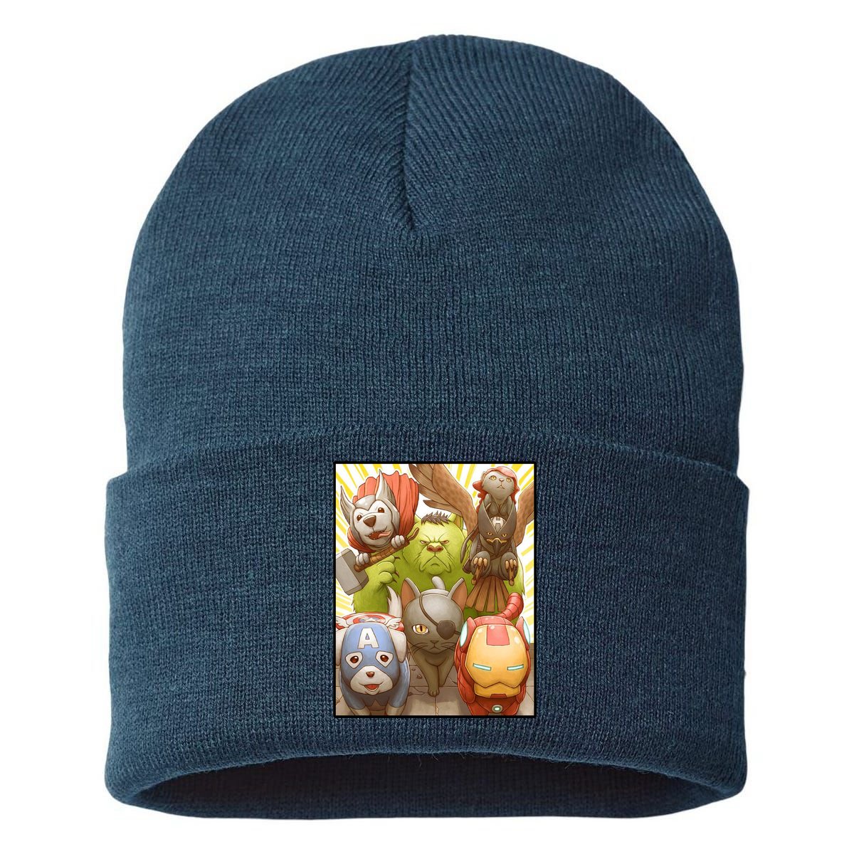 Meow Superhero Cats Comic Movie Spoof Sustainable Knit Beanie