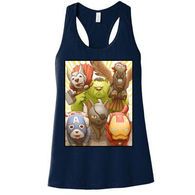 Meow Superhero Cats Comic Movie Spoof Womens Tank Top