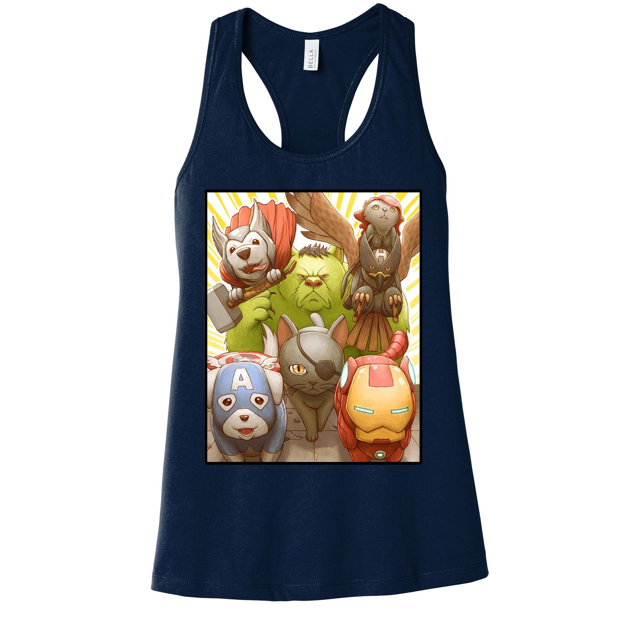 Meow Superhero Cats Comic Movie Spoof Womens Tank Top