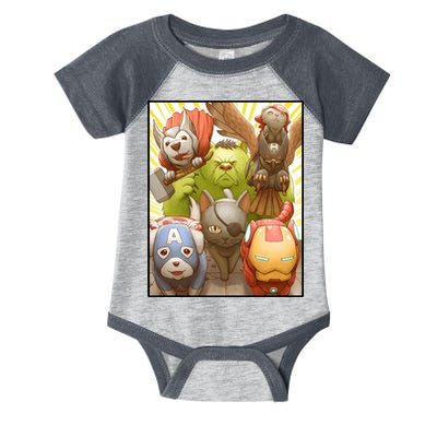 Meow Superhero Cats Comic Movie Spoof Infant Baby Jersey Bodysuit