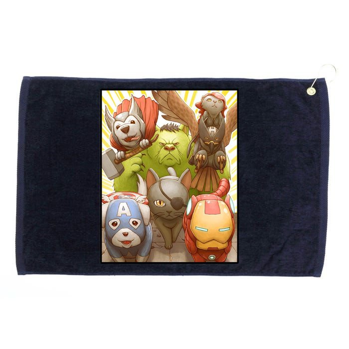 Meow Superhero Cats Comic Movie Spoof Grommeted Golf Towel